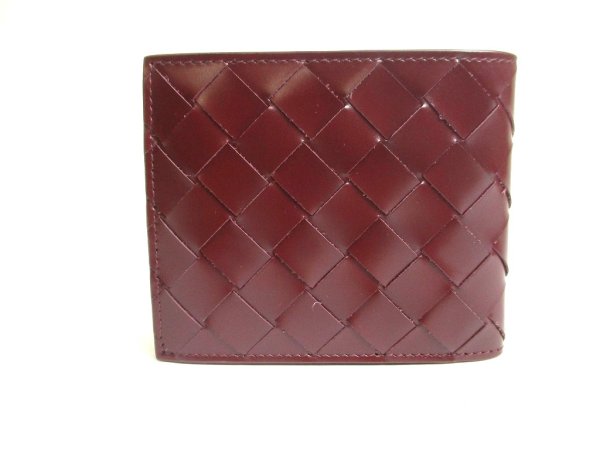 Photo2: BOTTEGA VENETA Intrecciato Bordeaux Leather Small Bi-Fold Bill Wallet #454