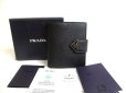 Photo1: PRADA Saffiano Black Leather Bifold Wallet Compact Wallet #a461 (1)