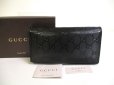 Photo1: GUCCI GG Imprimee Black Coating Canvas Bifold Flap Wallet Purse #a463 (1)