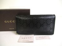 GUCCI GG Imprimee Black Coating Canvas Bifold Flap Wallet Purse #a463