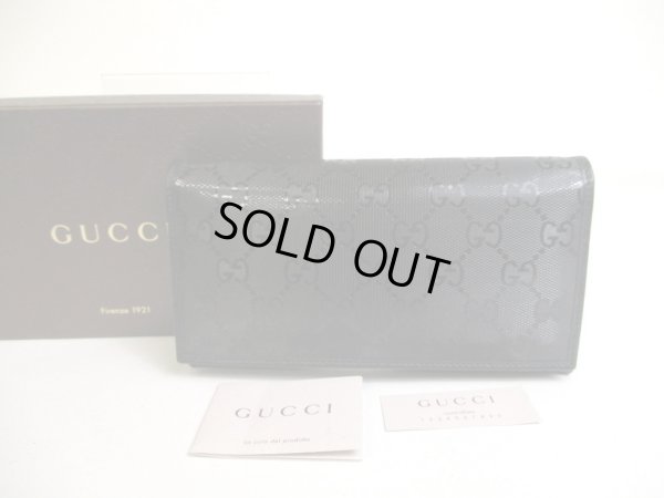Photo1: GUCCI GG Imprimee Black Coating Canvas Bifold Flap Wallet Purse #a463