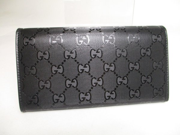 Photo2: GUCCI GG Imprimee Black Coating Canvas Bifold Flap Wallet Purse #a463