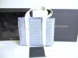 Photo1: BVLGARI Logo Mania Light Blue Canvas White Leather Tote Bag Mini #a467 (1)