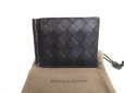 Photo1: BOTTEGA VENETA Intrecciato Black Blue Leather Bifold Bill Wallet #a469 (1)