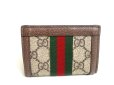 Photo2: GUCCI Beige Leather Ophidia GG Trifold Wallet Compact Wallet #a470 (2)