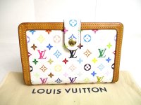 LOUIS VUITTON Monogram Multicolor White Leather Bifold Wallet Viennois #a471