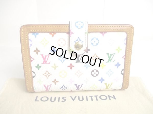 Photo1: LOUIS VUITTON Monogram Multicolor White Leather Bifold Wallet Viennois #a471
