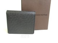 LOUIS VUITTON Ardoise Black Taiga Leather Bifold Wallet #a476