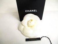 CHANEL Camelia Pearl White Canvas Corsage Brooch #a481