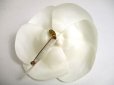 Photo5: CHANEL Camelia Pearl White Canvas Corsage Brooch #a481