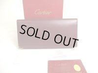 Cartier Must de Cartier Bordeaux Leather Long Flap Bill Wallet #a483