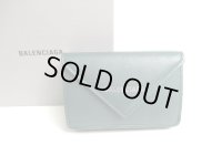 BALENCIAGA Deep Green Leather Trifold Mini Wallet #a487