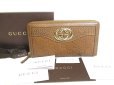 Photo1: GUCCI Interlocking G GG Brown Leather Round Zip Wallet #a488 (1)