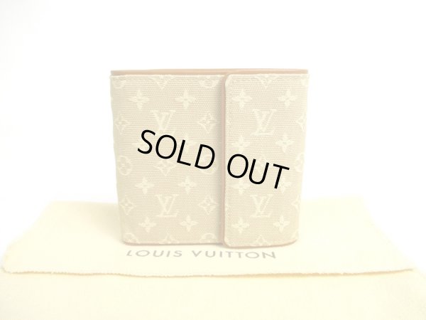 Photo1: LOUIS VUITTON Monogram Mini Beige Canvas Bifold Wallet #a489