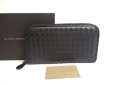 Photo1: BOTTEGA VENETA Intrecciato Black Leather Round Zip Wallet Purse #a490 (1)