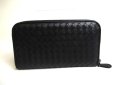 Photo2: BOTTEGA VENETA Intrecciato Black Leather Round Zip Wallet Purse #a490 (2)