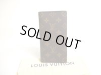 LOUIS VUITTON Monogram Brown Leather Flap Checkbook Bill Wallet #a493