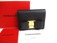 Photo1: Salvatore Ferragamo Vala Black Leather Bifold Long Wallet #a497 (1)