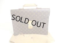 LOUIS VUITTON Monogram Brown Leather Briefcase Business Bag Conseiller #a502