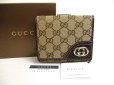 Photo1: GUCCI GG Canvas Brown Leather Bifold Wallet Compact Wallet #a506 (1)