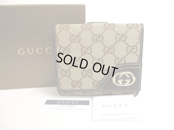 Photo1: GUCCI GG Canvas Brown Leather Bifold Wallet Compact Wallet #a506