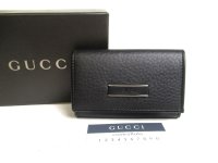 GUCCI Black Leather 6 Pics Key Chain #a507