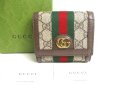 Photo1: GUCCI Beige Leather Bifold Wallet Ophidia GG Bifold Wallet #a508 (1)