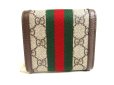 Photo2: GUCCI Beige Leather Bifold Wallet Ophidia GG Bifold Wallet #a508 (2)