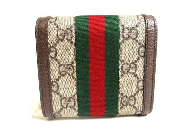 Photo2: GUCCI Beige Leather Bifold Wallet Ophidia GG Bifold Wallet #a508