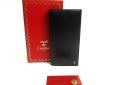 Photo1: Cartier Pasha de Cartier Black Leather Bifold Long Flap Wallet Purse #a513 (1)