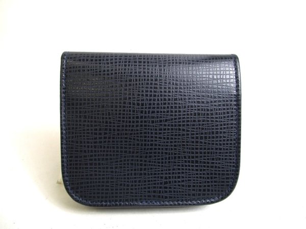 Photo2: HUNTING WORLD Navy blue Leather Flap Coin Purse #a514