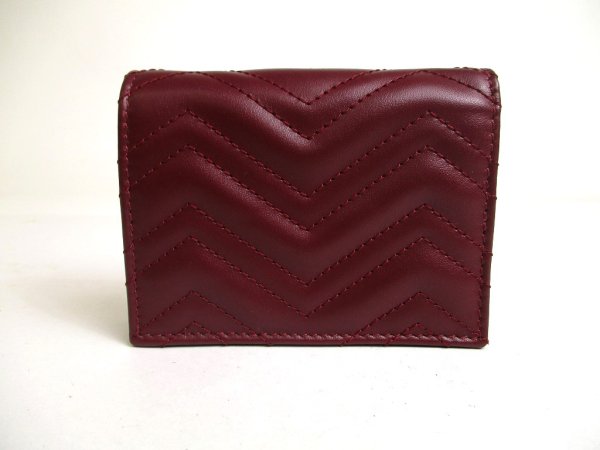 Photo2: GUCCI GG Marmont Bordeaux Leather Bifold Wallet Compact Wallet #a520