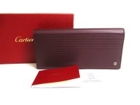 Cartier Pasha Bordeaux Leather Bifold Long Wallet Purse #a524