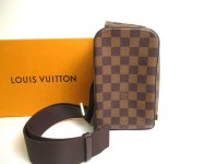 LOUIS VUITTON Damier Brown Leather Waist Packs Belt Bag Geronimos #a528