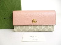 GUCCI Doublre G Light Pink Leather Continental Wallet Flap Long Wallet #a531