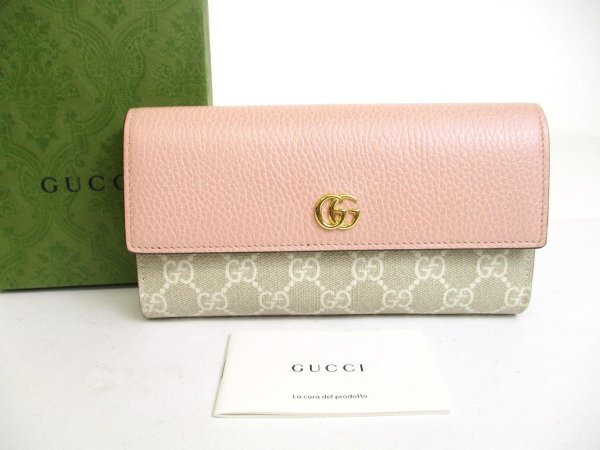 Photo1: GUCCI Doublre G Light Pink Leather Continental Wallet Flap Long Wallet #a531