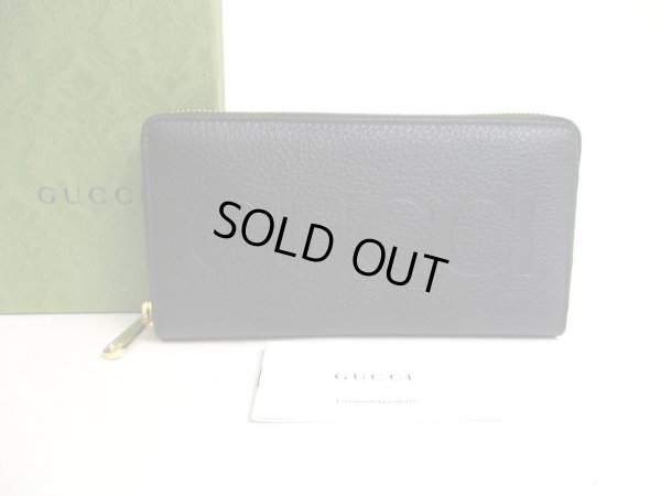 Photo1: GUCCI Logo Motif Black Leather Round Zip Long Wallet #a535