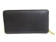 Photo2: GUCCI Logo Motif Black Leather Round Zip Long Wallet #a535 (2)