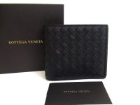 BOTTEGA VENETA Intrecciato Black Leather Small Bi-Fold Bill Wallet #a536