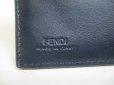 Photo10: FENDI Zucca Diagonal Navy Blue Fabric Leather Bifold Wallet Compact Wallet #a537