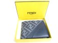 Photo12: FENDI Zucca Diagonal Navy Blue Fabric Leather Bifold Wallet Compact Wallet #a537