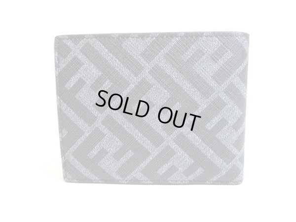 Photo2: FENDI Zucca Diagonal Navy Blue Fabric Leather Bifold Wallet Compact Wallet #a537