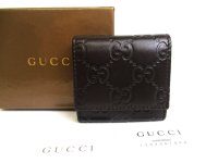 GUCCI Guccissima Dark Brown Leather Coin Purse #a550