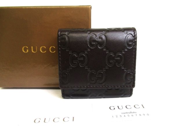 Photo1: GUCCI Guccissima Dark Brown Leather Coin Purse #a550