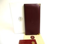 Cartier Must de Cartier Bordeaux Leather Bifold Long Wallet #a552