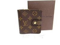 LOUIS VUITTON Monogram Brown Leather Bifold Wallet Compact Zippe #a553