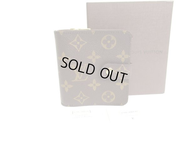 Photo1: LOUIS VUITTON Monogram Brown Leather Bifold Wallet Compact Zippe #a553