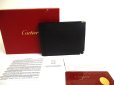 Photo1: Cartier Must de Cartier Black Leather Bifold Wallet Purse #a555 (1)