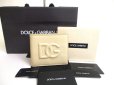 Photo1: DOLCE & GABBANA Beige Leather Bifold Bill Wallet Purse #a560 (1)