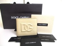 DOLCE & GABBANA Beige Leather Bifold Bill Wallet Purse #a560